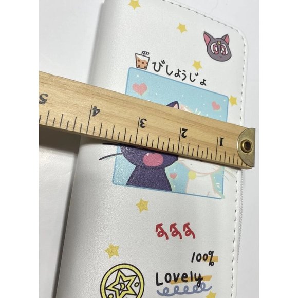 Sailor Moon Wallet Luna & Artemis Cat Cute Kawaii Money Zip Around Wallet, White - Picture 9 of 12